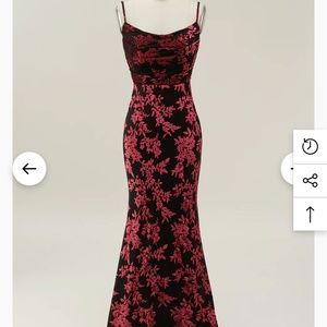 Sexy and Flattering Zapaka “Vintage” Red and Black Velvet Dress